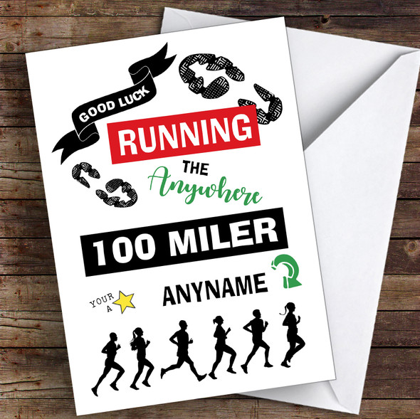 Running Anywhere 100 Miler Good Luck Personalised Good Luck Card