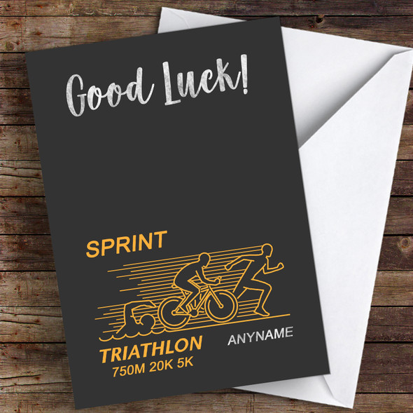 Sprint Triathlon Good Luck Personalised Good Luck Card