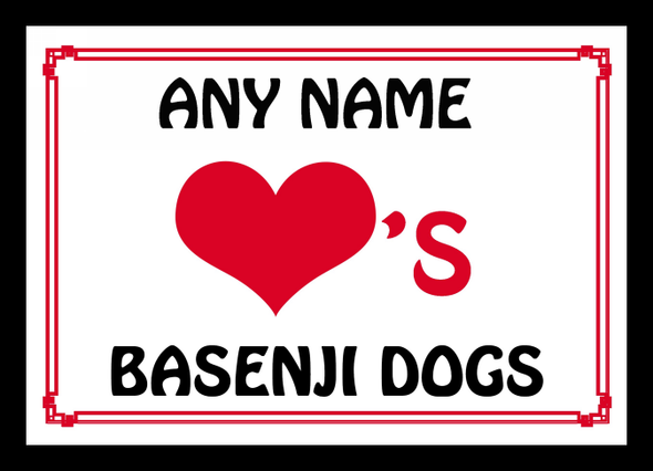 Love Heart Basenji Dogs Personalised Placemat