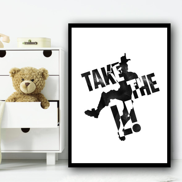 Fortnite Take The L Black Children's Nursery Bedroom Wall Art Print