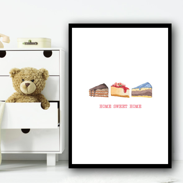 Home Weet Home Cake Children's Nursery Bedroom Wall Art Print