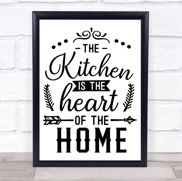 The Kitchen Is The Heart Of The Home Bold Quote Typography Wall Art Print