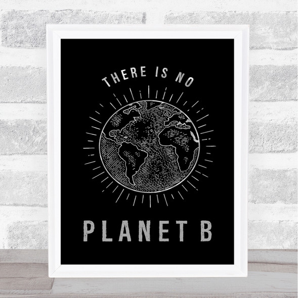There Is No Planet B Silver Black Style Quote Typography Wall Art Print