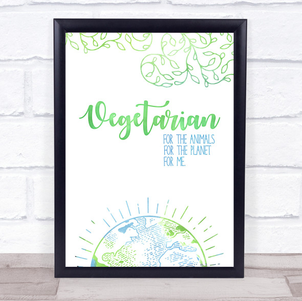 Vegetarian For Me Green & Earth Style Quote Typography Wall Art Print