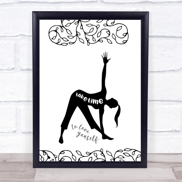 Yoga Quotes Silhouette & Beautiful Leaves Take Time Quote Typography Print