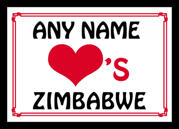 Love Heart Zimbabwe Personalised Placemat