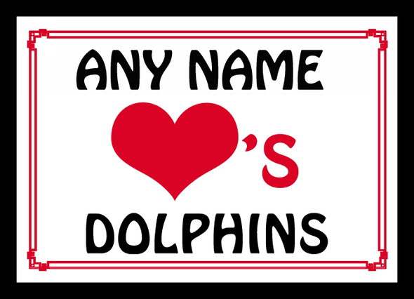 Love Heart Dolphins Personalised Placemat