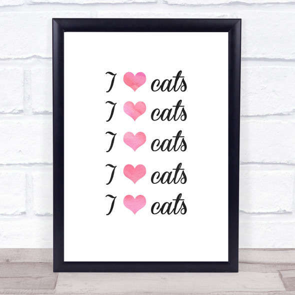 I Heart Cats Pink Framed Wall Art Print