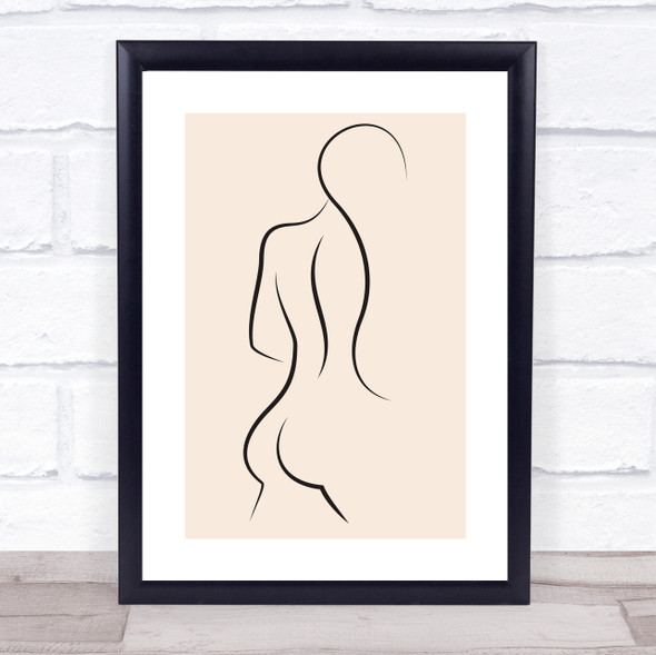 Block Colour Line Art Nude Female Long Hair Decorative Wall Art Print