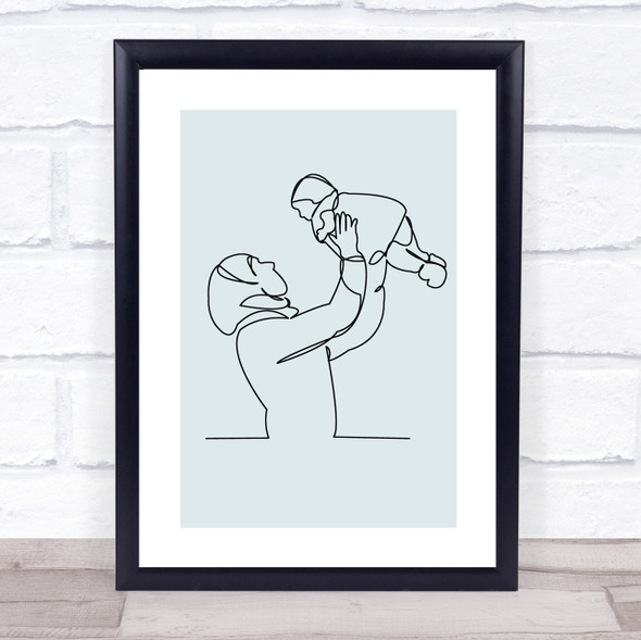 Block Colour Line Art Muslim Lady And Baby Decorative Wall Art Print