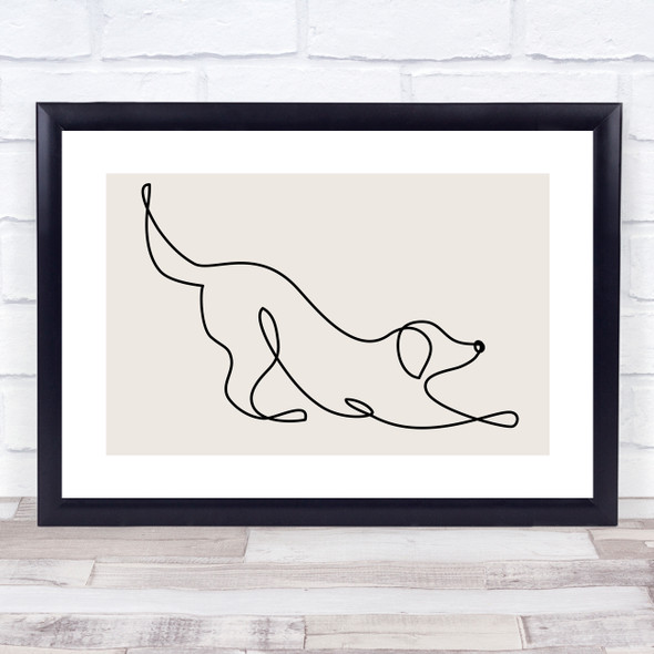 Block Colour Line Art Stretching Dog Decorative Wall Art Print