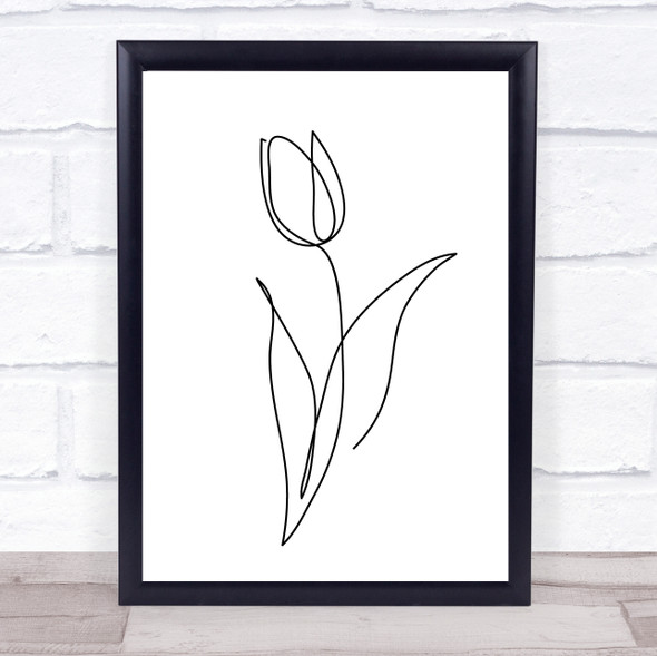 Black & White Line Art Tulip Flower Decorative Wall Art Print