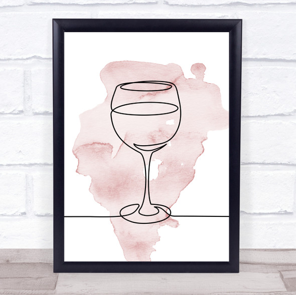 Watercolour Line Art Glass Red Wine Decorative Wall Art Print