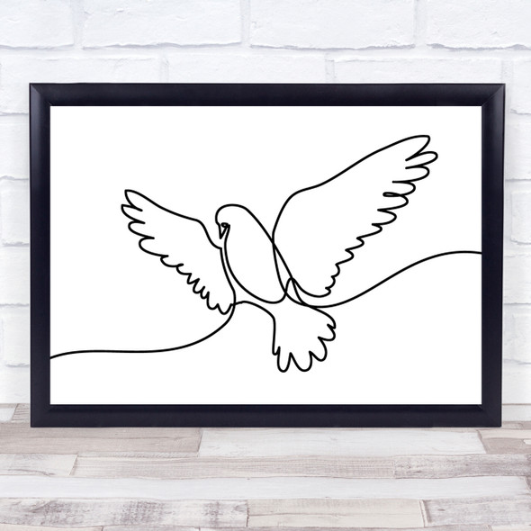 Black & White Line Art Pigeon Bird Decorative Wall Art Print