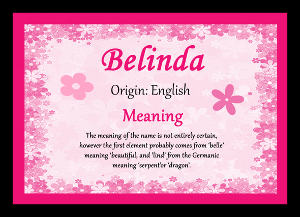 Belinda Personalised Name Meaning Placemat