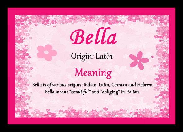 Bella Personalised Name Meaning Placemat