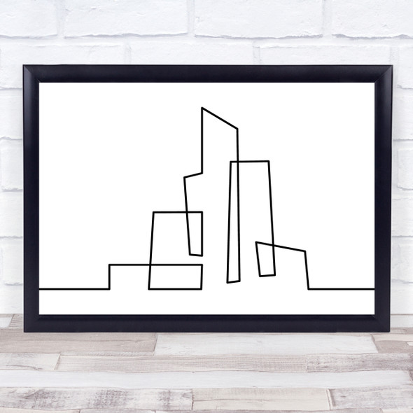 Black & White Line Art Cityscape Decorative Wall Art Print