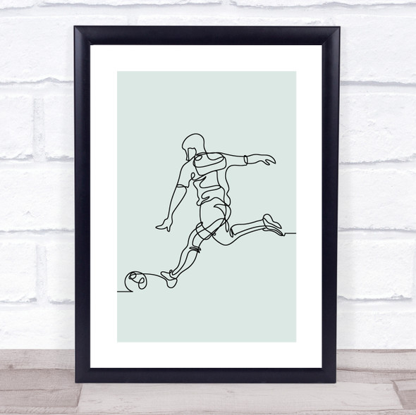 Block Colour Line Art Footballer Decorative Wall Art Print