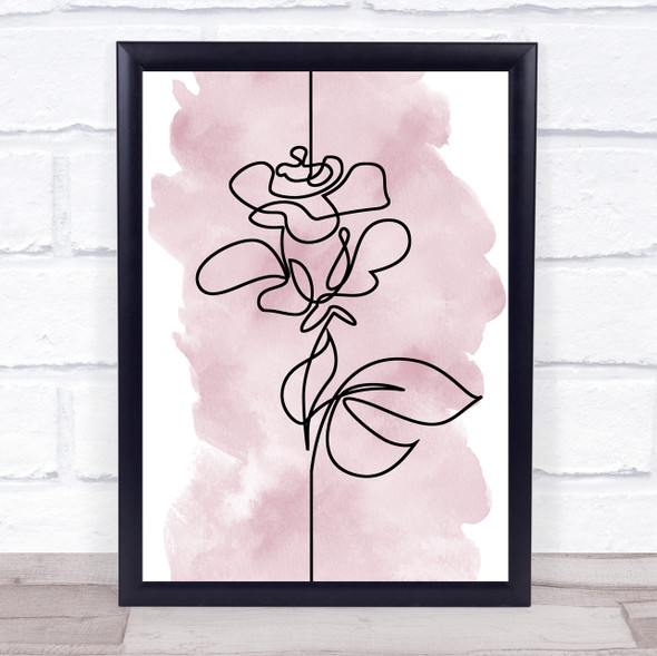 Watercolour Line Art Simple Rose Decorative Wall Art Print