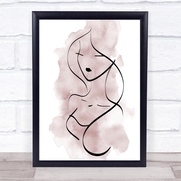 Watercolour Line Art Asian Lady Decorative Wall Art Print