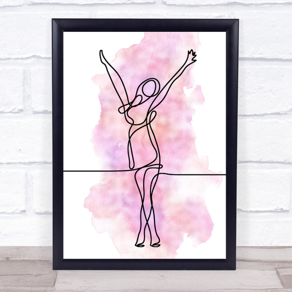 Watercolour Line Art Happy Lady Decorative Wall Art Print