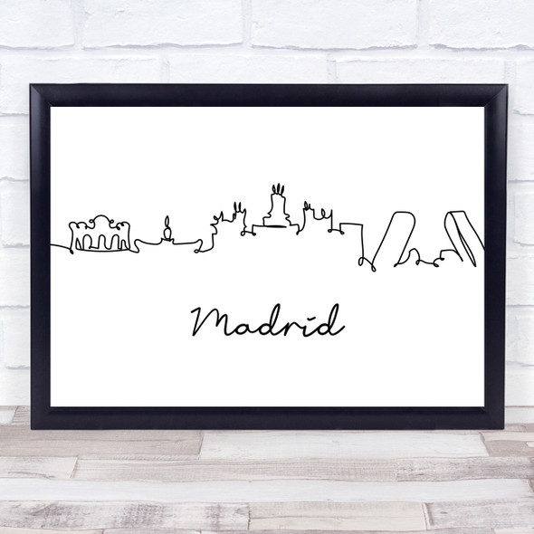 Black & White Line Art Madrid Decorative Wall Art Print