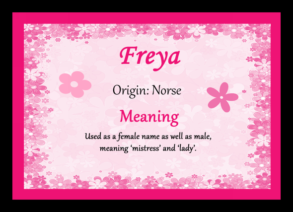 Freya Personalised Name Meaning Placemat