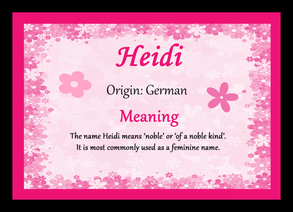 Heidi Personalised Name Meaning Placemat