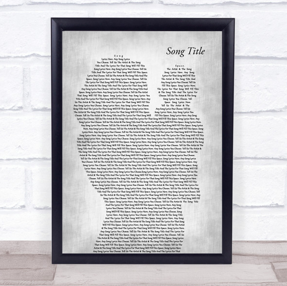 Any Song Lyrics Custom Mother & Baby Grey Song Lyric Print