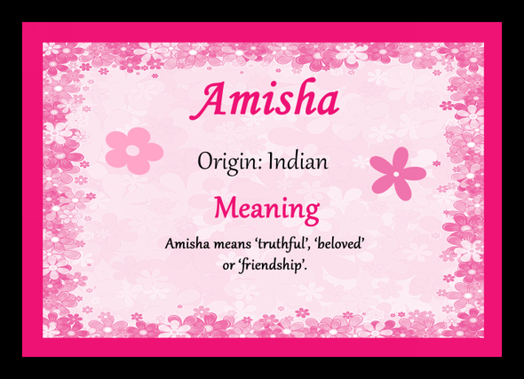 Amisha Personalised Name Meaning Placemat