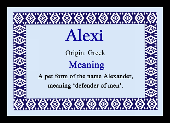 Alexi Personalised Name Meaning Placemat