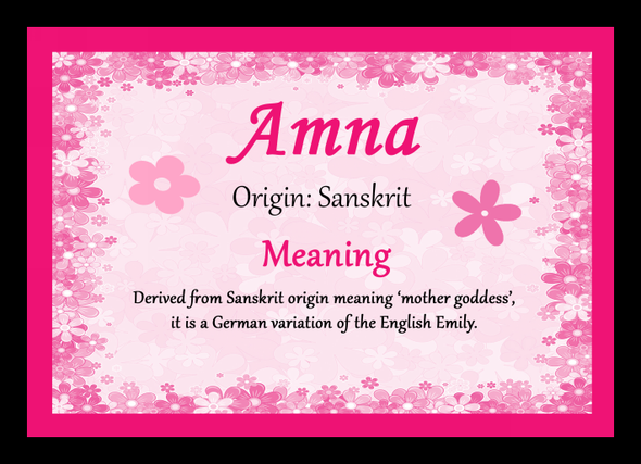 Amna Personalised Name Meaning Placemat