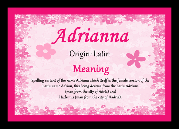 Adrianna Personalised Name Meaning Placemat