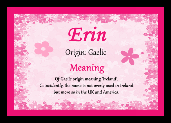 Erin Personalised Name Meaning Placemat