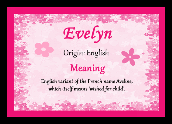 Evelyn Personalised Name Meaning Placemat