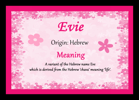 Evie Personalised Name Meaning Placemat
