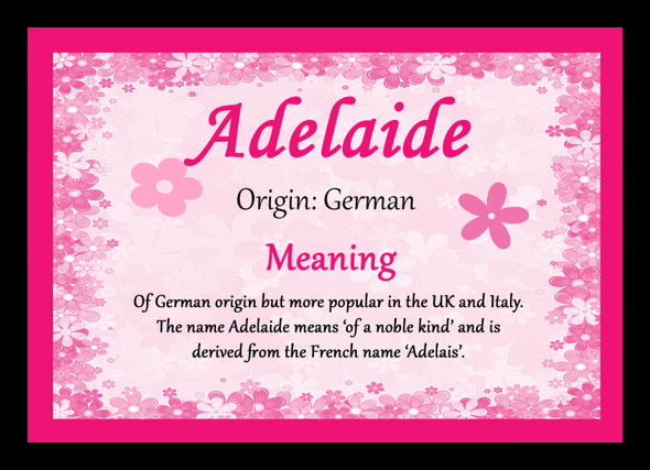 Adelaide Personalised Name Meaning Placemat