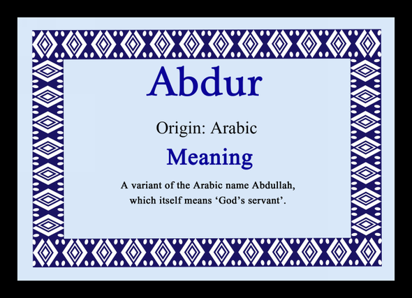 Abdur Personalised Name Meaning Placemat