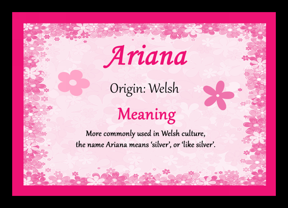 Ariana Personalised Name Meaning Placemat