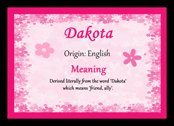 Dakota Personalised Name Meaning Placemat