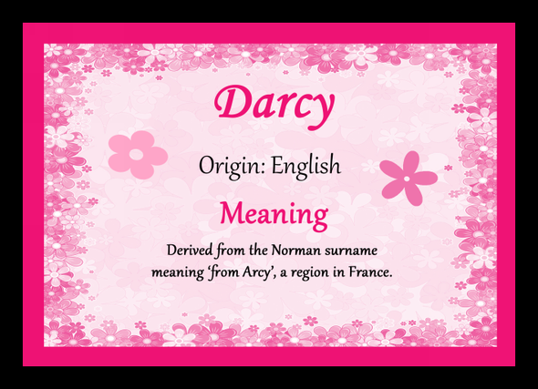Darcy Personalised Name Meaning Placemat