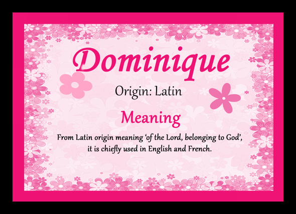 Dominique Personalised Name Meaning Placemat