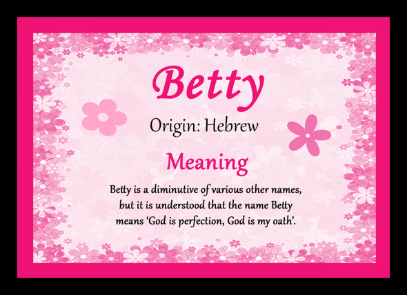 Betty Personalised Name Meaning Placemat