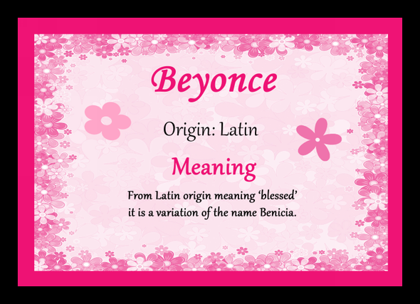 Beyonce Personalised Name Meaning Placemat