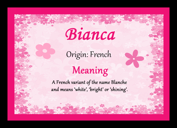 Bianca Personalised Name Meaning Placemat