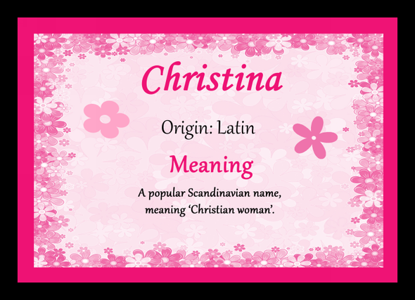 Christina Personalised Name Meaning Placemat