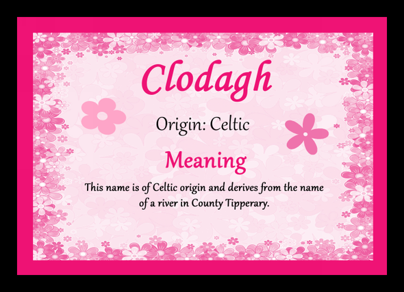 Clodagh Personalised Name Meaning Placemat