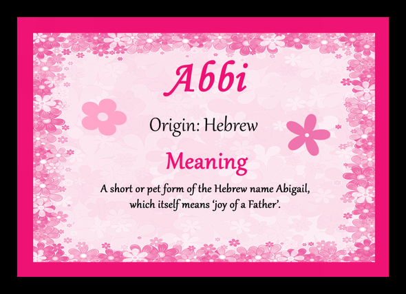 Abbi Personalised Name Meaning Placemat