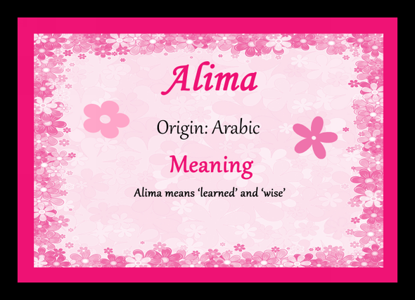 Alima Personalised Name Meaning Placemat