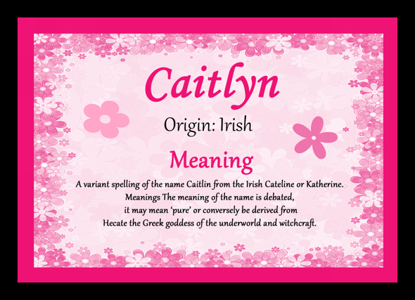 Caitlyn Personalised Name Meaning Placemat